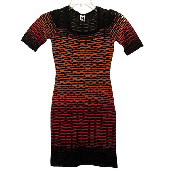 Women's Missoni Half Sleeve Ombre Woven Orange Red Black Dress Dressy - Picture 1 of 8